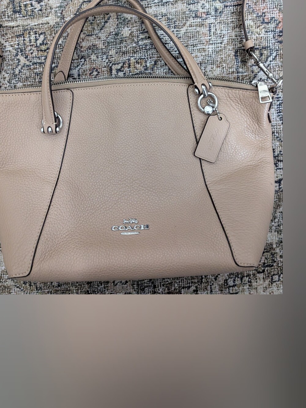 Coach Pebble Leather Tote Bag in Taupe
